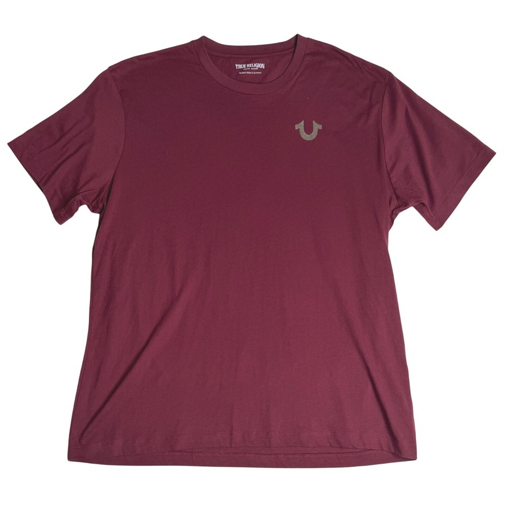 True Religion Crewneck Graphic Tee Buddha Logo Burgundy Mens 3XL